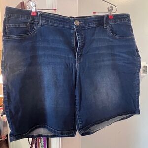 CJ Banks Dark Blue Jeans Shorts 8in inseam.